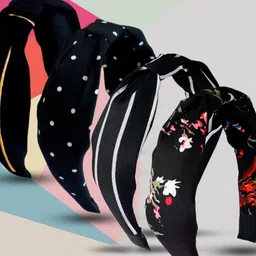 OOMPH Set of 4 Printed Knotted Hairband-50