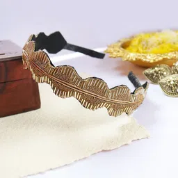 Soho Boho Studio Women Gold-Toned & Black Embellished Hairband-image-77