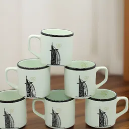 laghima jadon Sea Green & Black 6 Pcs Printed Ceramic Glossy Cups - 200 ml-16