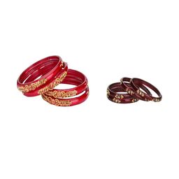 SOMIL Set Of 8 Red And Maroon Glass Artificial Stones and Beads Bangles-image-33