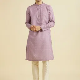 Manyavar Ethnic Motifs Printed Mandarin Collar Straight Kurta With Pyjama-image-82