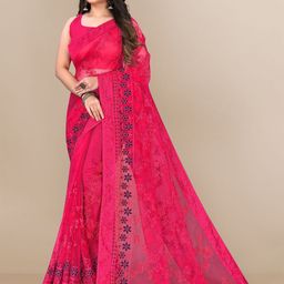 VAIRAGEE Floral Embroidered Net Saree-48