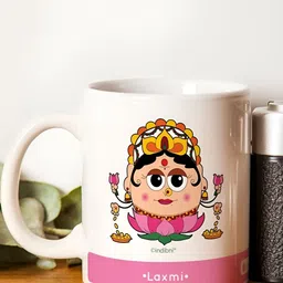 Indigifts Pink & White Printed Ceramic Matte Mugs Set of Cups and Mugs-42