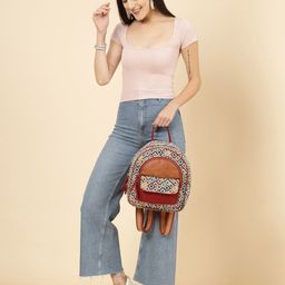 Anekaant Unisex Geometric Contrast Detail Backpack-46