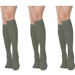 MUKHAKSH Women Set Of 3 Cotton Plain Knee High Socks-image-19