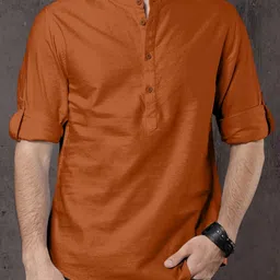 SHOPYCLICK Solid Cotton Blend Straight Kurta-image-14