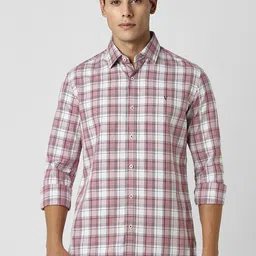 Van Heusen Sport Tartan Checks Checked Spread Collar Pure Cotton Slim Fit Shirt-image-90