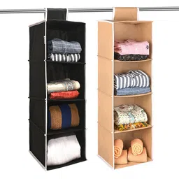 Kuber Industries Black & Brown 2 Pieces Foldable Multi-Utility Organisers-17