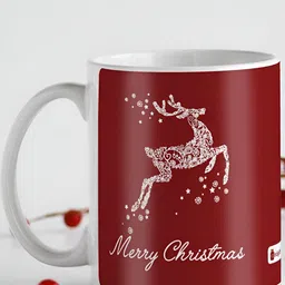 Indigifts Maroon & White Printed Ceramic Glossy Mugs Set of Cups and Mugs-52