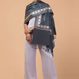 Tweedle Women Floral Embroidered Acrylic Shawl-image-41