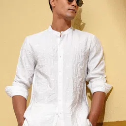 HIGHLANDER Men Textured Slim Fit Casual Shirt-image-80