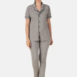 BENZOS Women Lapel Collar Shirt and Pyjamas Night Suits-image-19