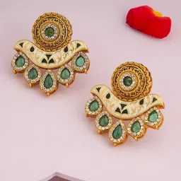 Kushal's Fashion Jewellery Gold-Plated Ethnic Antique Contemporary Studs Earrings-44