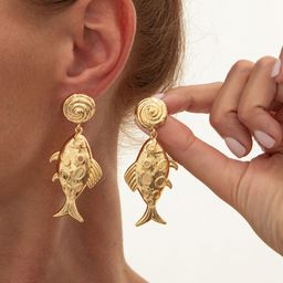 StyleCast x Revolte Gold-Plated Fish Shaped Drop Earrings-image-82