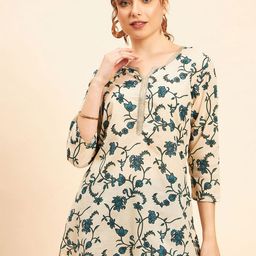 NEESH Ethnic Motifs Printed Thread Work Pure Cotton Thread Work Kurti-image-49