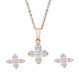 Anxvi Rose Gold-Plated Brass Cubic Zirconia Necklace-image-31