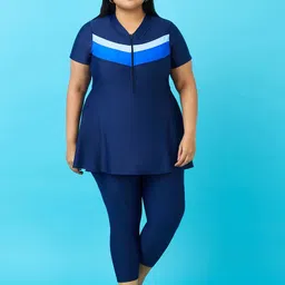 LYCOT Women Plus Size Colourblocked Swimwear With Attached Tights-picture-20