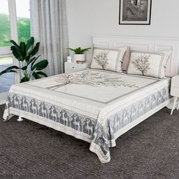 Myntra Elegant Homes Blue Printed 160 TC Cotton King Size Bedsheet Set 2.50 m x 2.25 m-image-46
