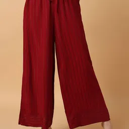 SHOWOFF Women Embroidered Comfort Loose Fit Pleated Trousers-image-70