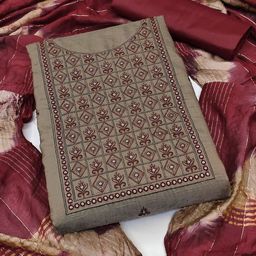 SAINOOR Floral Embroidered Parampara Silk Unstitched Dress Material-image-45