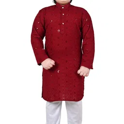 Arshia Fashions Boys Embroidered Regular Sequinned Kurta with Pyjamas-24