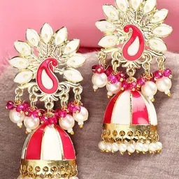 OOMPH Floral Jhumkas Earrings-image-29