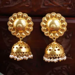 Anouk Gold-Plated Pears Studded Dome Shaped Jhumkas-image-34