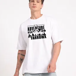 FARROWX Typography Printed Drop-Shoulder Sleeves Pure Cotton Bio Finish Applique T-shirt-picture-15