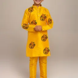 DEVOILER Boys Ethnic Motifs Printed Mandarin Collar Straight Kurta-33