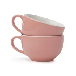 SHAY Pink & White Solid Ceramic Glossy Cups Set of Cups and Mugs-16