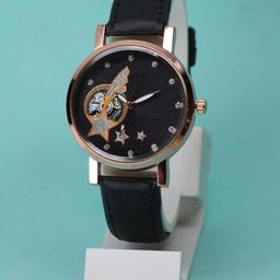 VIRAKTI Unisex Brass Printed Dial & Leather Straps Analogue Watch M.F-69-BLACK ROSEGOLD-image-51