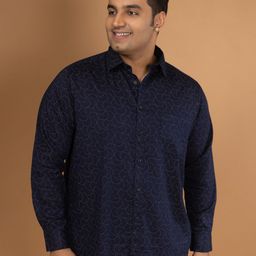 Sizeupp Men Comfort Spread Collar Micro Ditsy Printed Cotton Plus Size Casual Shirt-image-97