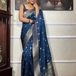 PHEASANT Woven Design Zari Banarasi Saree-picture-5
