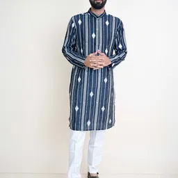 KUNDALI KAKSHAY Men Ethnic Motifs Printed Festive Straight Kurta-picture-12