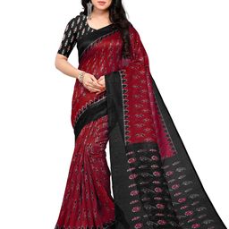KALINI Red & Black Art Silk Ikat Saree-picture-11
