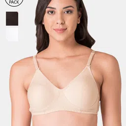 KOMLI Pack of 3 Beige & White T-shirt Bra-32