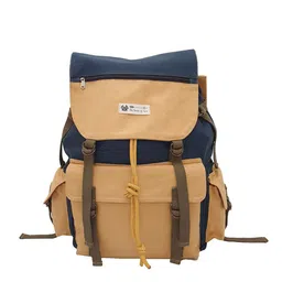 The House of Tara Unisex Beige & Navy Blue Backpack-45