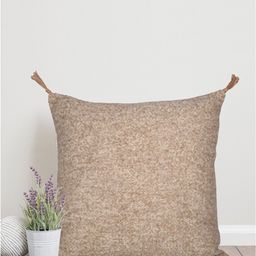 Home Unisex Beige Solid Square Cushion Cover with Jute Tassels-58
