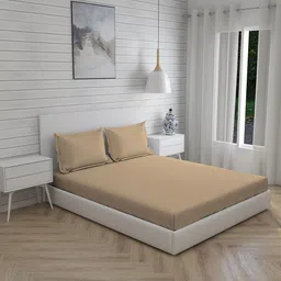 Layers Brown 144 TC King Bedsheet with 2 Pillow Covers-image-65