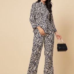 Gipsy Abstract Printed Shirt Collar Top & Trousers-picture-39