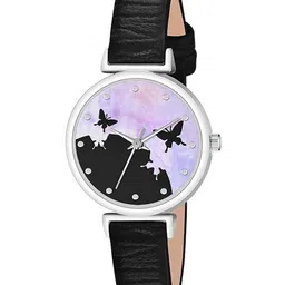 VIRAKTI Women Brass Printed Dial & Leather Wrap Around Straps Analogue Watch F-95-BLACK-A-image-95