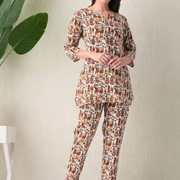 SILAKIVA Ethnic Motifs Printed Notch Neck Tunic & Trouser-49