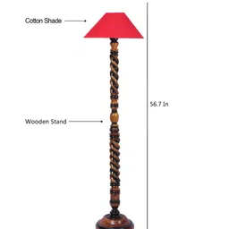 Devansh Red	& BrownFrustum Wooden Floor Lamp With Shade image 4
