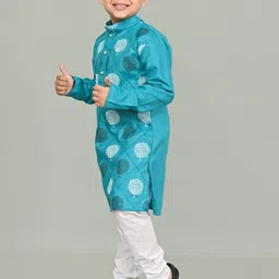 NFC CREATION Boys Floral Printed Regular Thread Work Kurta with Pyjamas image 5