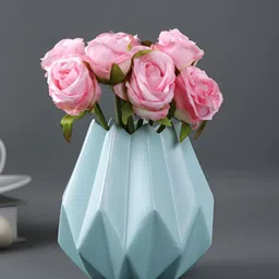 Myntra Elegant Homes Blue Geometric Textured Ceramic Vase-image-76