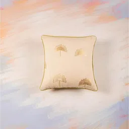 FREEDOM TREE Sabr Palm & Gold-Toned Floral Cotton Square Cushion Cover-image-2