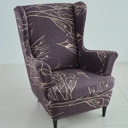 HOKIPO Coffee Brown Printed Wing Chair Cover-picture-13