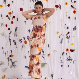 BAESD Floral Print Satin Fit & Flare Dress-image-48