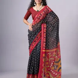VIRENDRA TEXTILES Ethnic Motifs Zari Pure Cotton Saree-picture-31