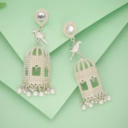 Anouk Diamond Shaped Jhumkas Earrings-image-47